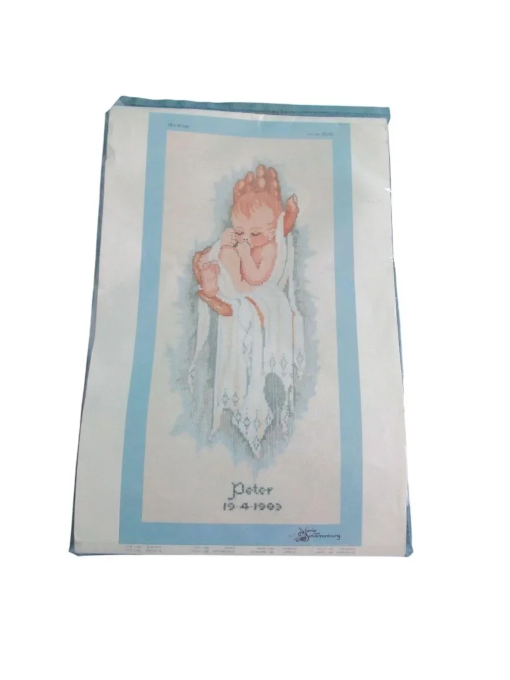 Hands of God Baby Cross Stitch Kit Maria Van Scharrenburg 8346 Linen Floss Open